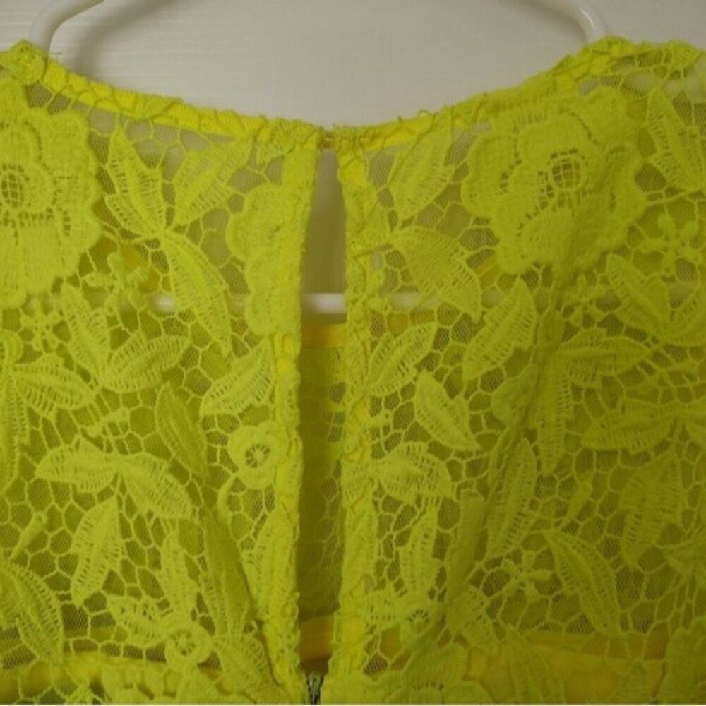 J Crew Collection lace dress bright yellow green size 0 - Picture 6 of 10